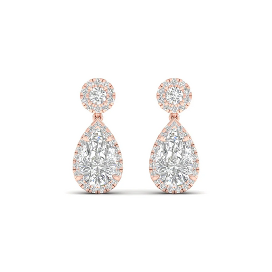 2.20 CTW Lab Grown Diamond Pear Drop Halo Earring