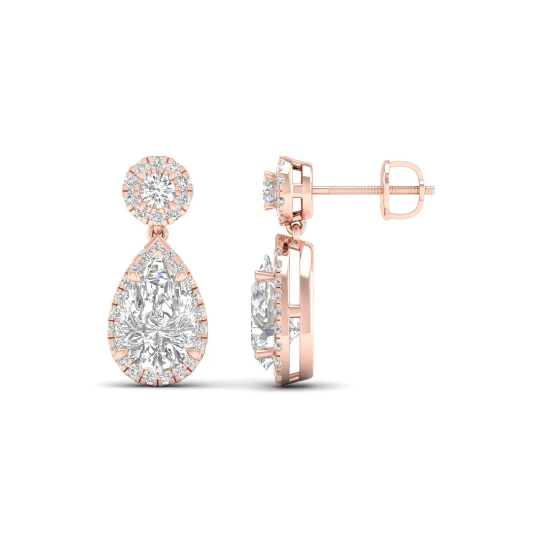 2.20 CTW Lab Grown Diamond Pear Drop Halo Earring