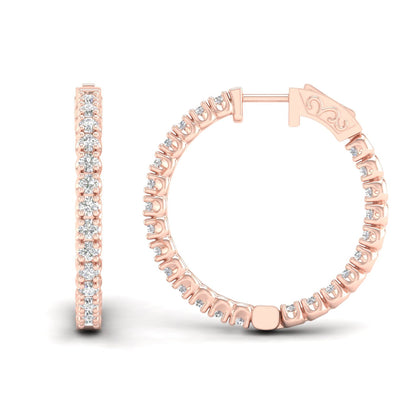 2 CTW Lab Grown Diamond Classic Round Hoop Earring