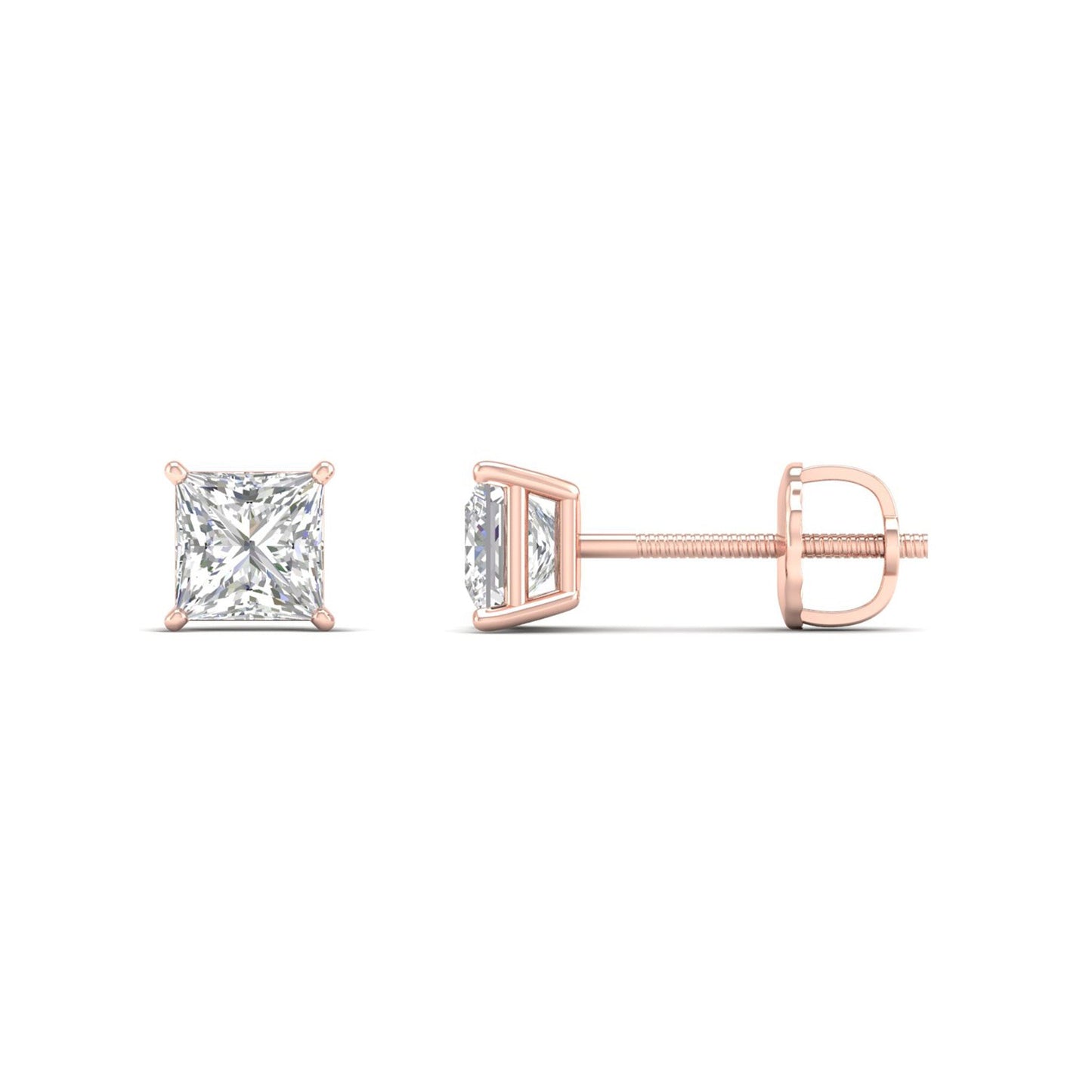 0.50 CTW Lab Grown Diamond Princess Shape Stud Earring