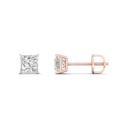 0.50 CTW Lab Grown Diamond Princess Shape Stud Earring
