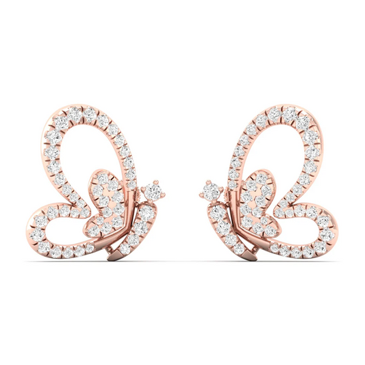0.46 CTW Lab Grown Diamond Big Heart Butterfly Stud Earring