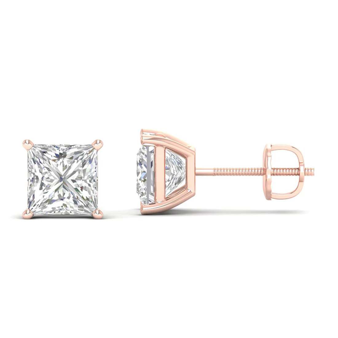 10 CTW Lab Grown Diamond Classic Princess Stud Earring