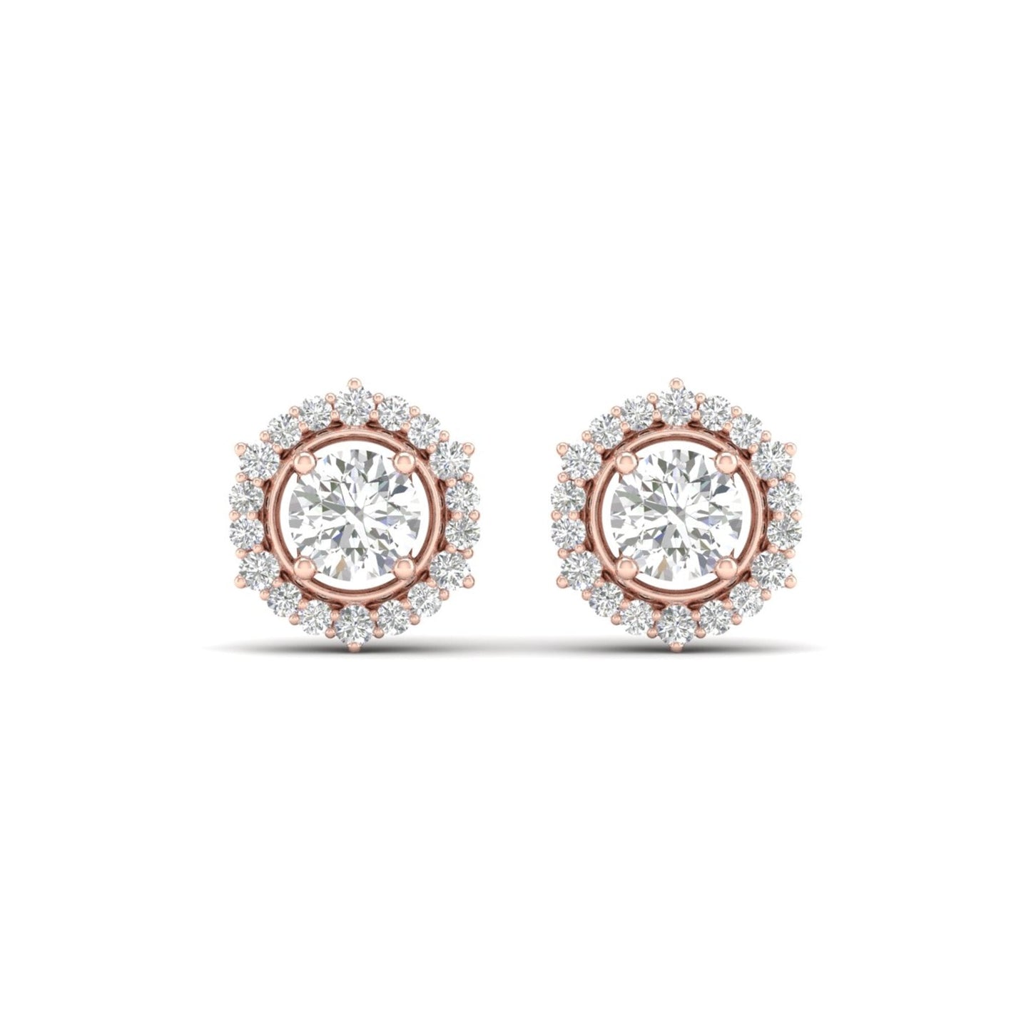 1 CTW Lab Grown Diamond Halo Round Stud Earring