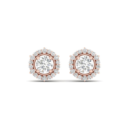 1 CTW Lab Grown Diamond Halo Round Stud Earring
