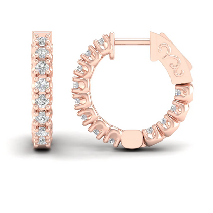 1 CTW Lab Grown Diamond Unique Design Hoop Earring