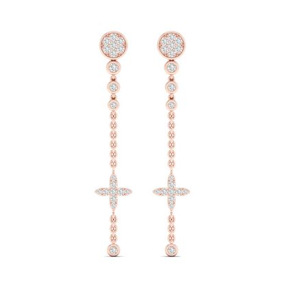 0.48 CTW Lab Grown Diamond Modern Pavé Cross Drop Earrings