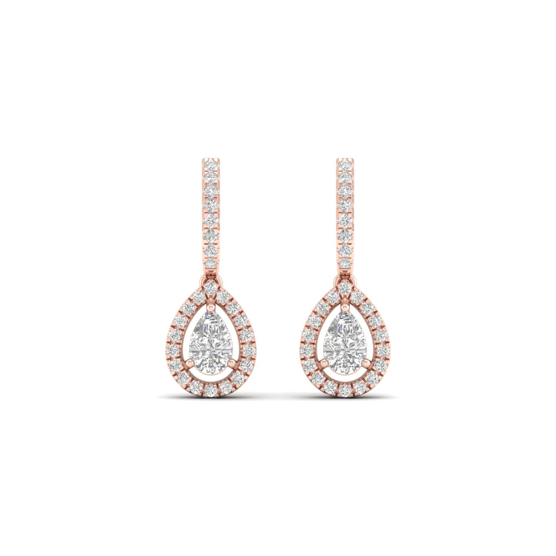 0.66 CTW Lab Grown Diamond Pear Halo Drop Earring
