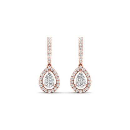 0.66 CTW Lab Grown Diamond Pear Halo Drop Earring