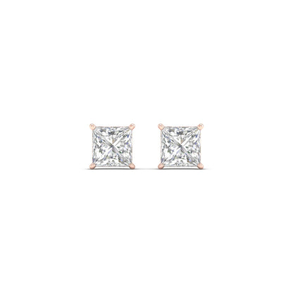 0.50 CTW Lab Grown Diamond Princess Shape Stud Earring