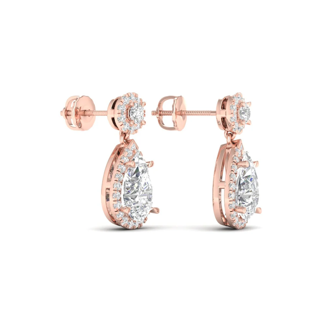 2.20 CTW Lab Grown Diamond Pear Drop Halo Earring