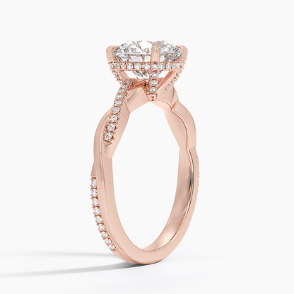 2 CT 18k Gold Twisted Band Lab Grwon Diamond Ring