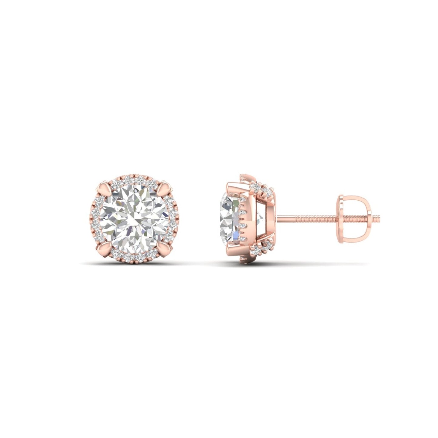 2 CTW Lab Grown Diamond Halo Design Stud Earring