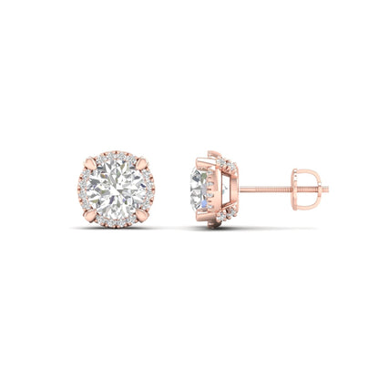 2 CTW Lab Grown Diamond Halo Design Stud Earring