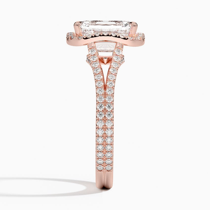 2 CT Emerald Cut Full Halo Lab Grown Diamond Split Ring