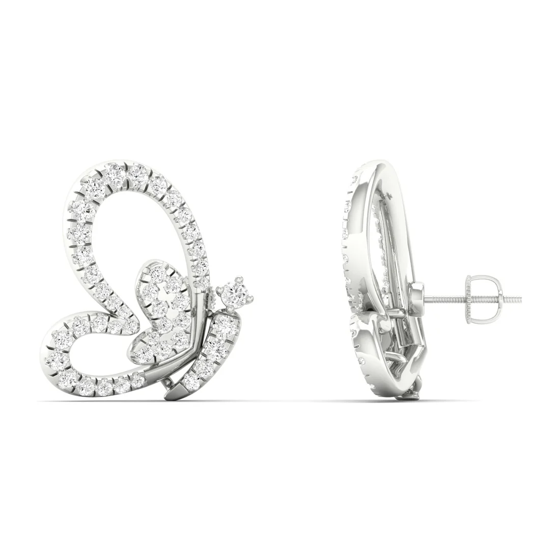 0.46 CTW Lab Grown Diamond Big Heart Butterfly Stud Earring
