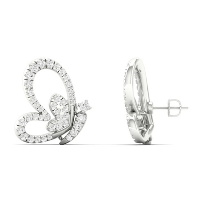 0.46 CTW Lab Grown Diamond Big Heart Butterfly Stud Earring