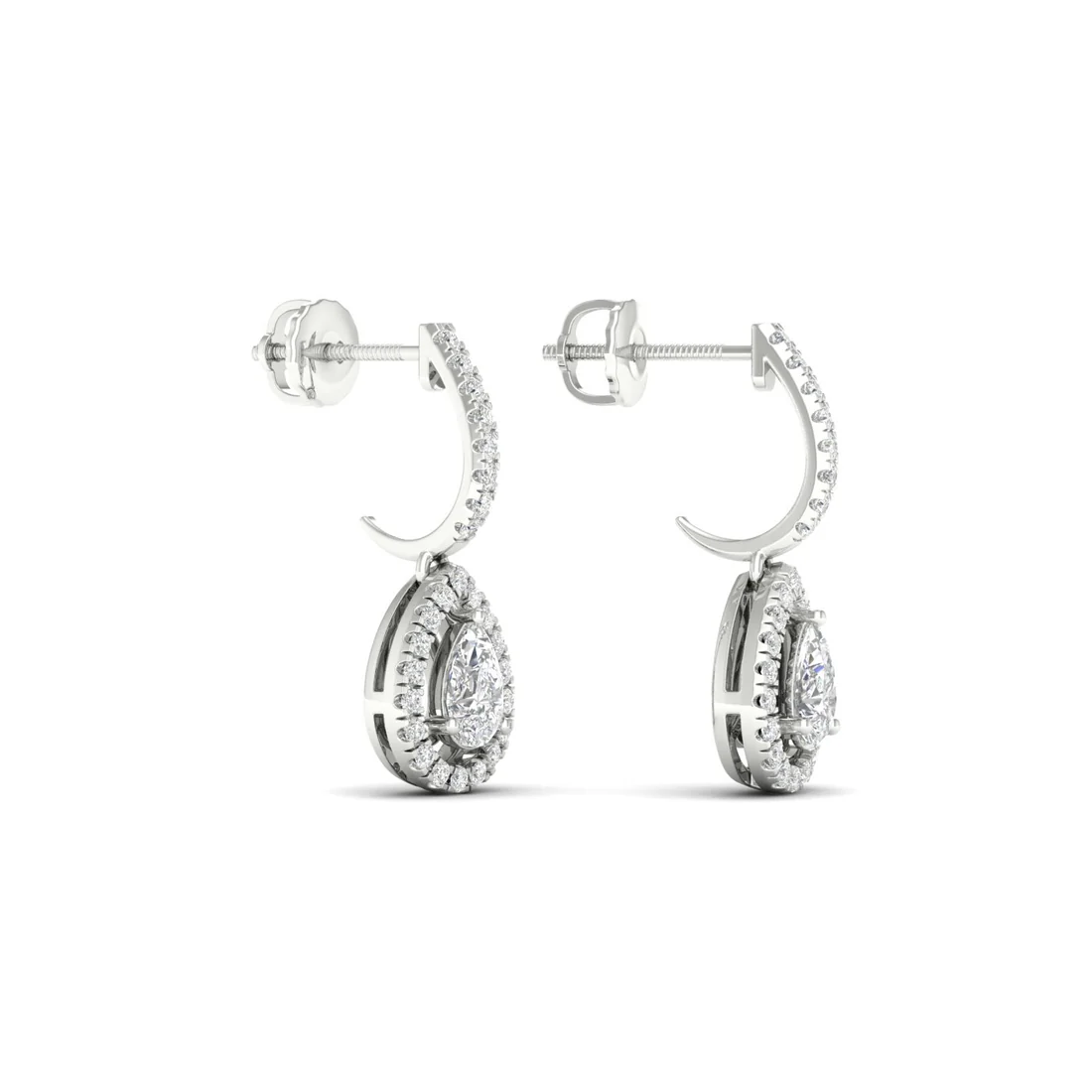 0.66 CTW Lab Grown Diamond Pear Halo Drop Earring