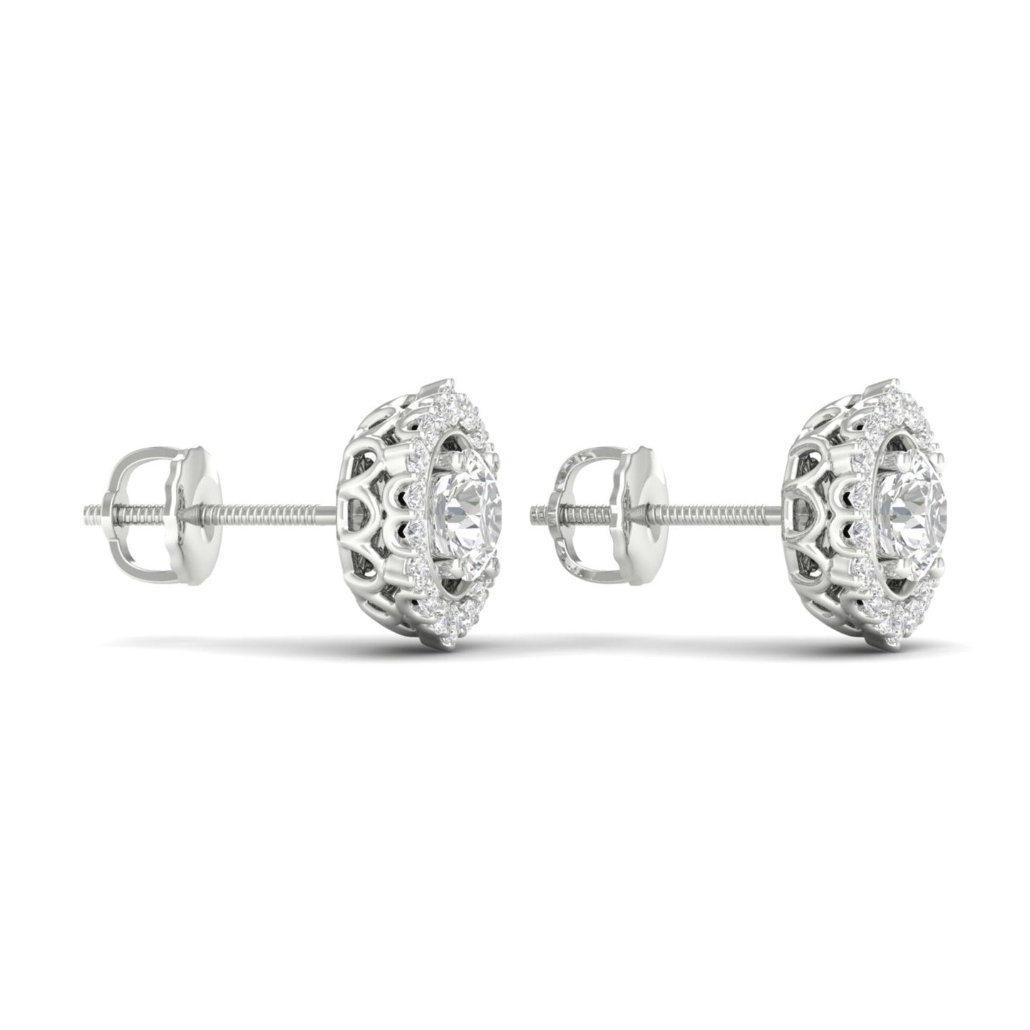 1 CTW Lab Grown Diamond Halo Round Stud Earring