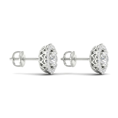 1 CTW Lab Grown Diamond Halo Round Stud Earring