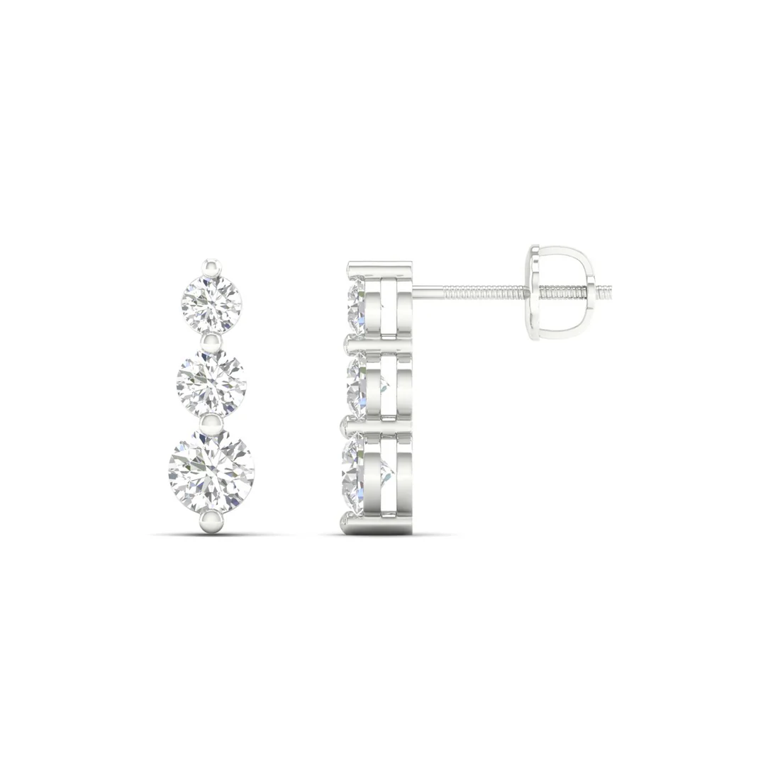 1 CTW Lab Grown Diamond Vertical Drop Earrings in 14KT Gold