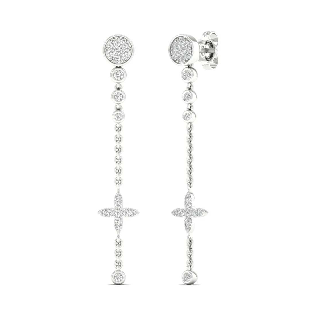 0.48 CTW Lab Grown Diamond Modern Pavé Cross Drop Earrings