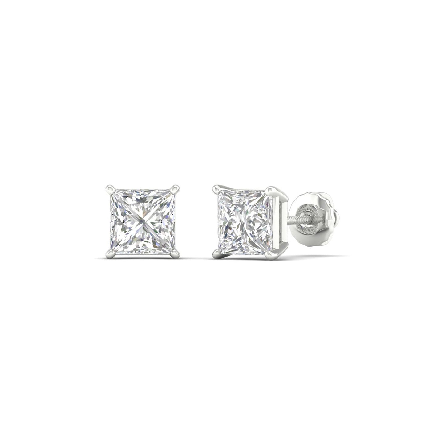 1.50 CTW Lab Grown Diamond Princess Solitaire Stud Earring