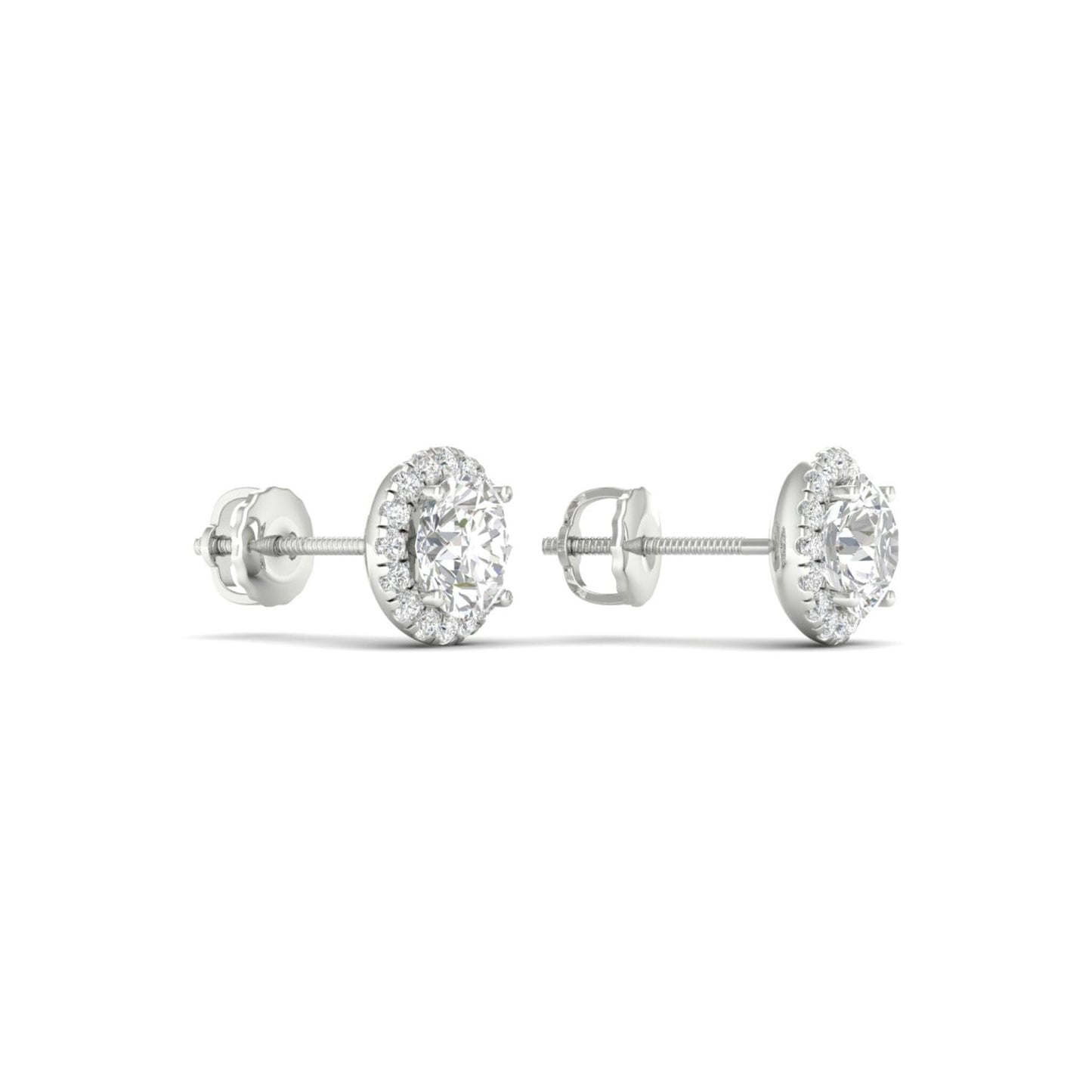 1 CTW Lab Grown Diamond Round Halo Stud Earring