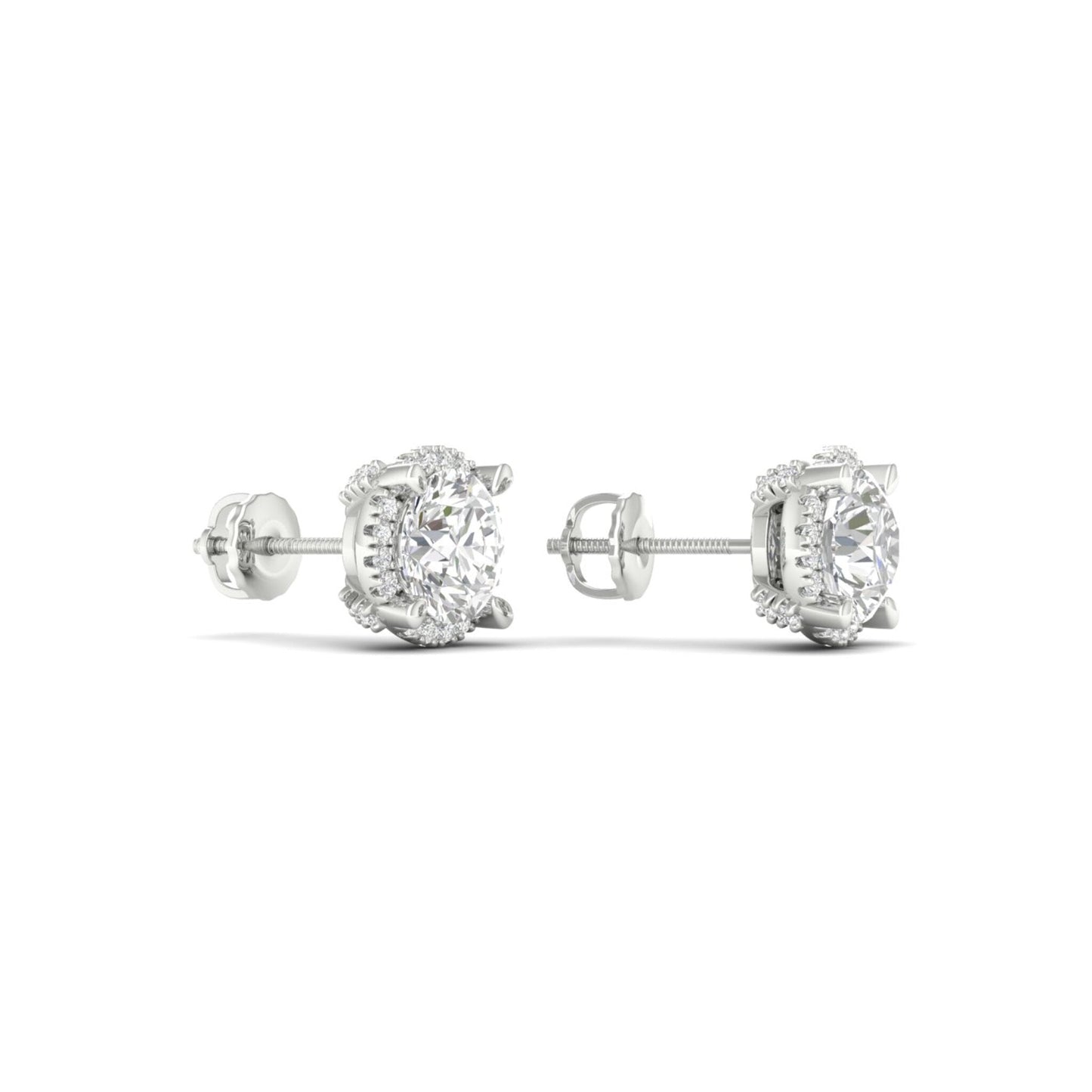 2 CTW Lab Grown Diamond Halo Design Stud Earring
