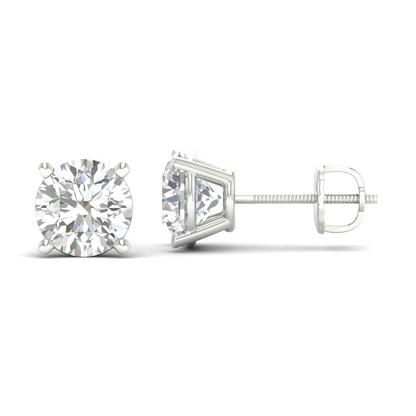 10 CTW Lab Grown Diamond Solitaire Round Stud Earring