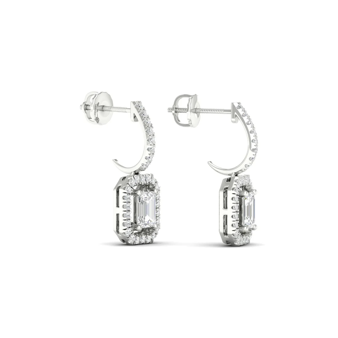 1 CTW Lab Grown Diamond Emerald Cut Drop Earring