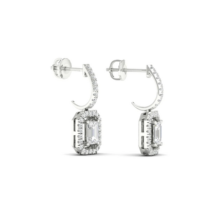1 CTW Lab Grown Diamond Emerald Cut Drop Earring