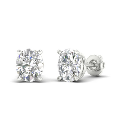 10 CTW Lab Grown Diamond Solitaire Oval Stud Earring