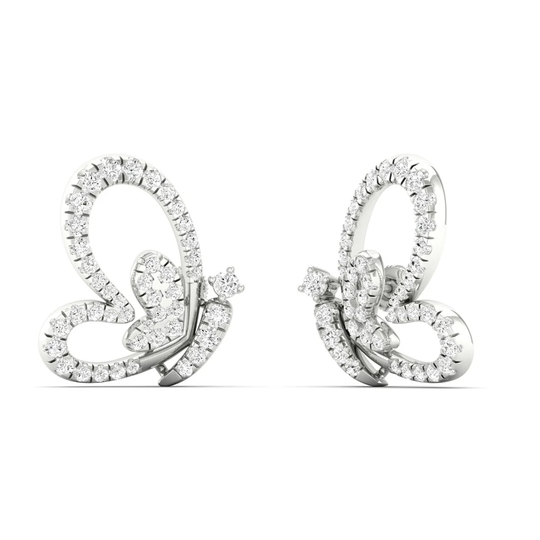 0.46 CTW Lab Grown Diamond Big Heart Butterfly Stud Earring
