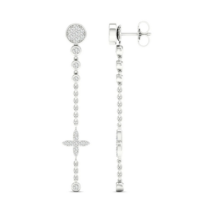 0.48 CTW Lab Grown Diamond Modern Pavé Cross Drop Earrings