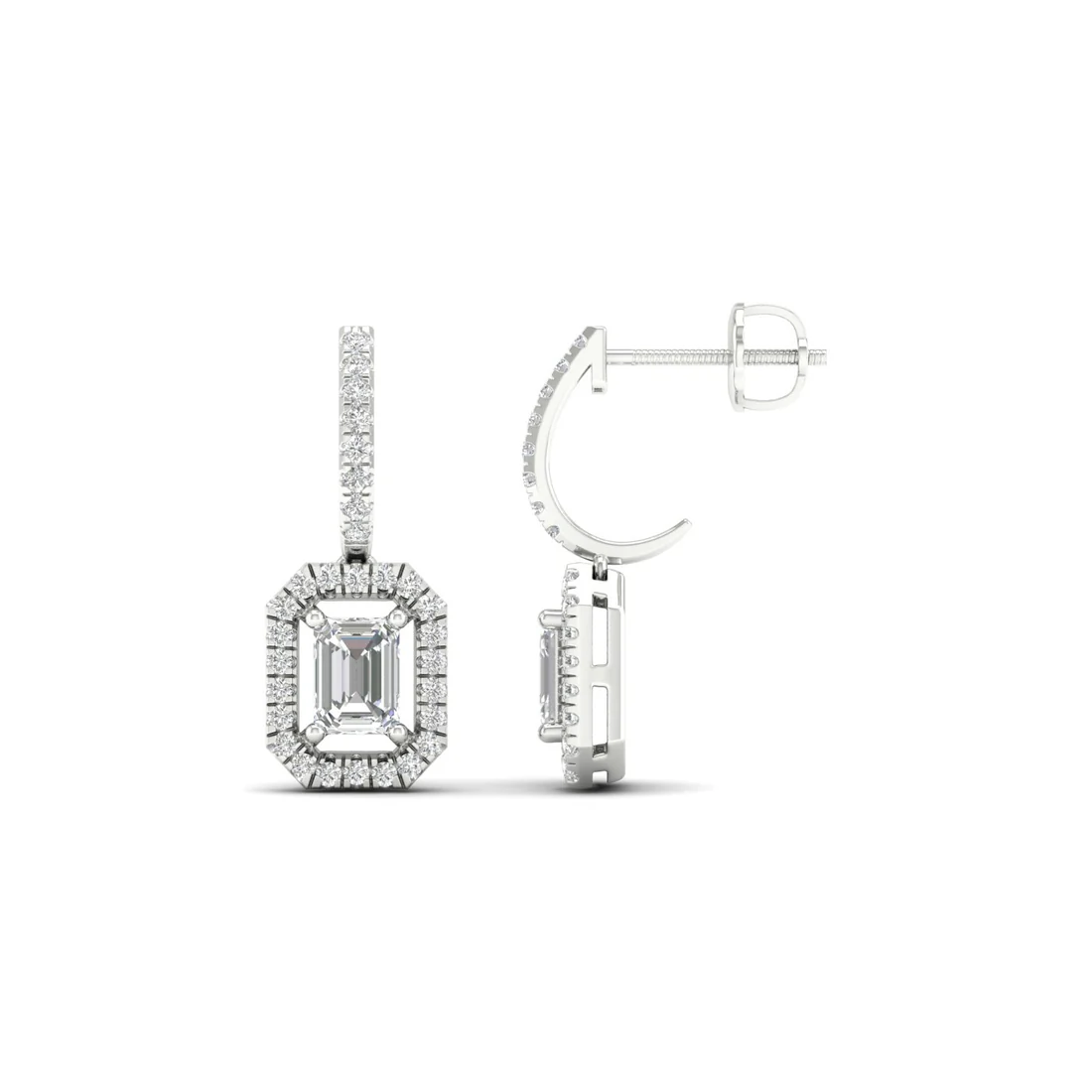 1 CTW Lab Grown Diamond Emerald Cut Drop Earring