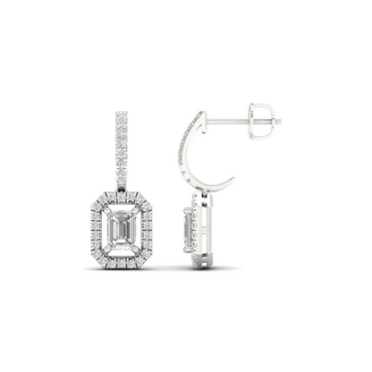 1 CTW Lab Grown Diamond Emerald Cut Drop Earring