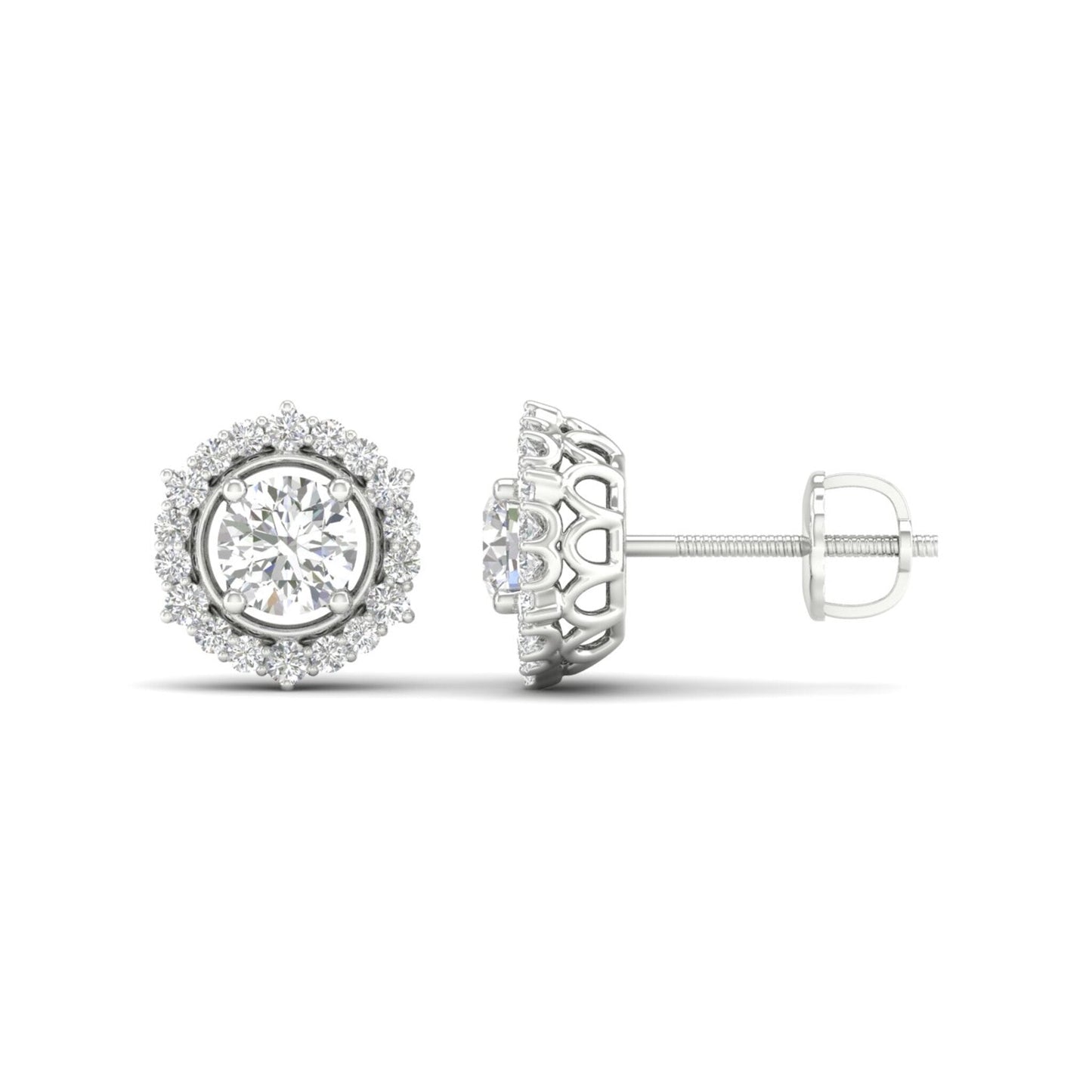 1 CTW Lab Grown Diamond Halo Round Stud Earring