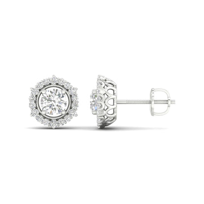 1 CTW Lab Grown Diamond Halo Round Stud Earring