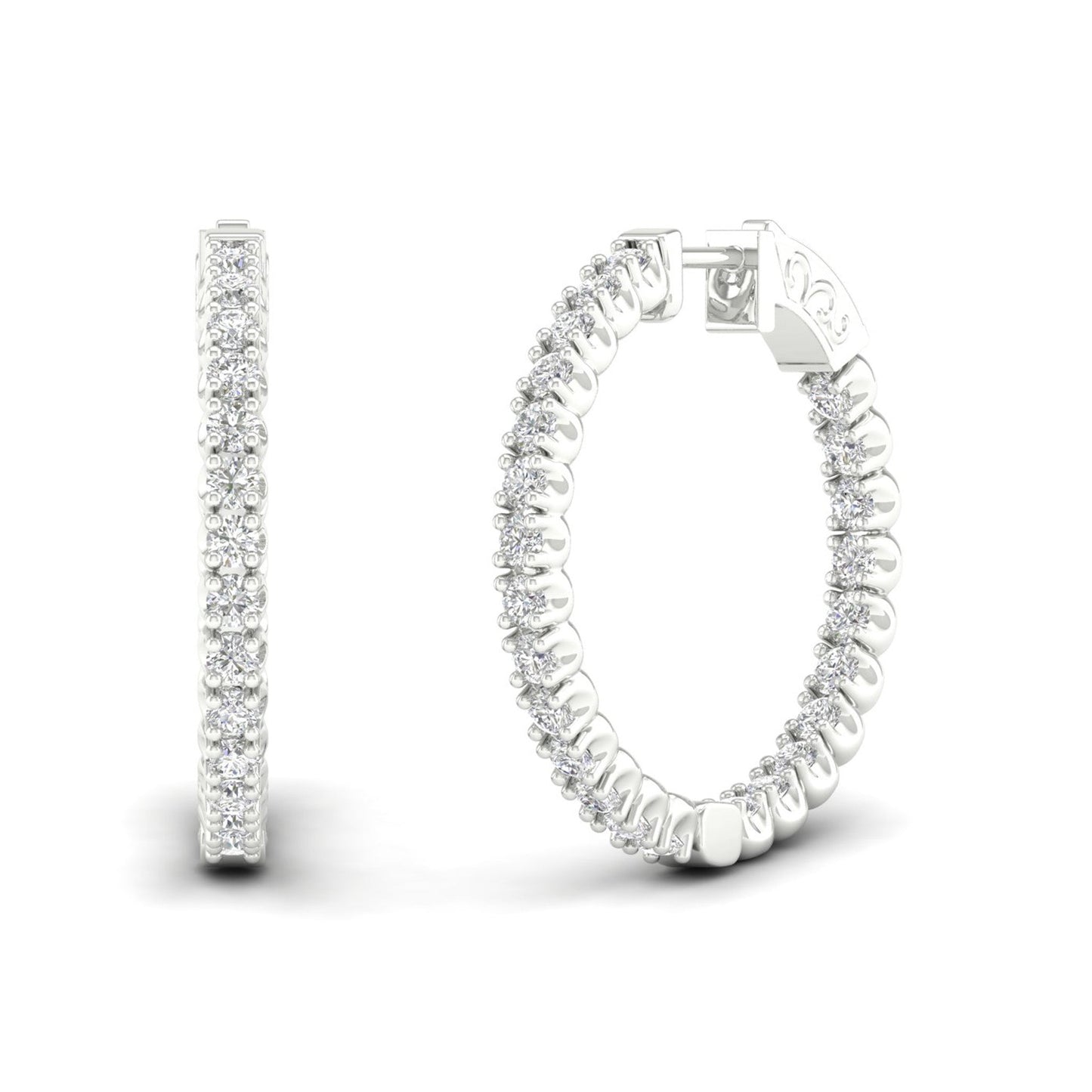 2 CTW Lab Grown Diamond Classic Round Hoop Earring