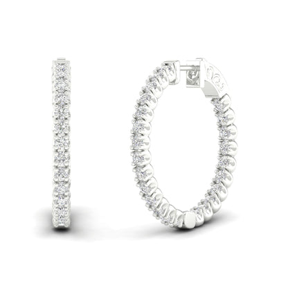 2 CTW Lab Grown Diamond Classic Round Hoop Earring