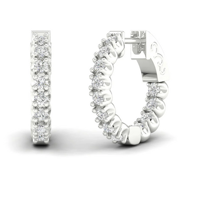 1 CTW Lab Grown Diamond Unique Design Hoop Earring