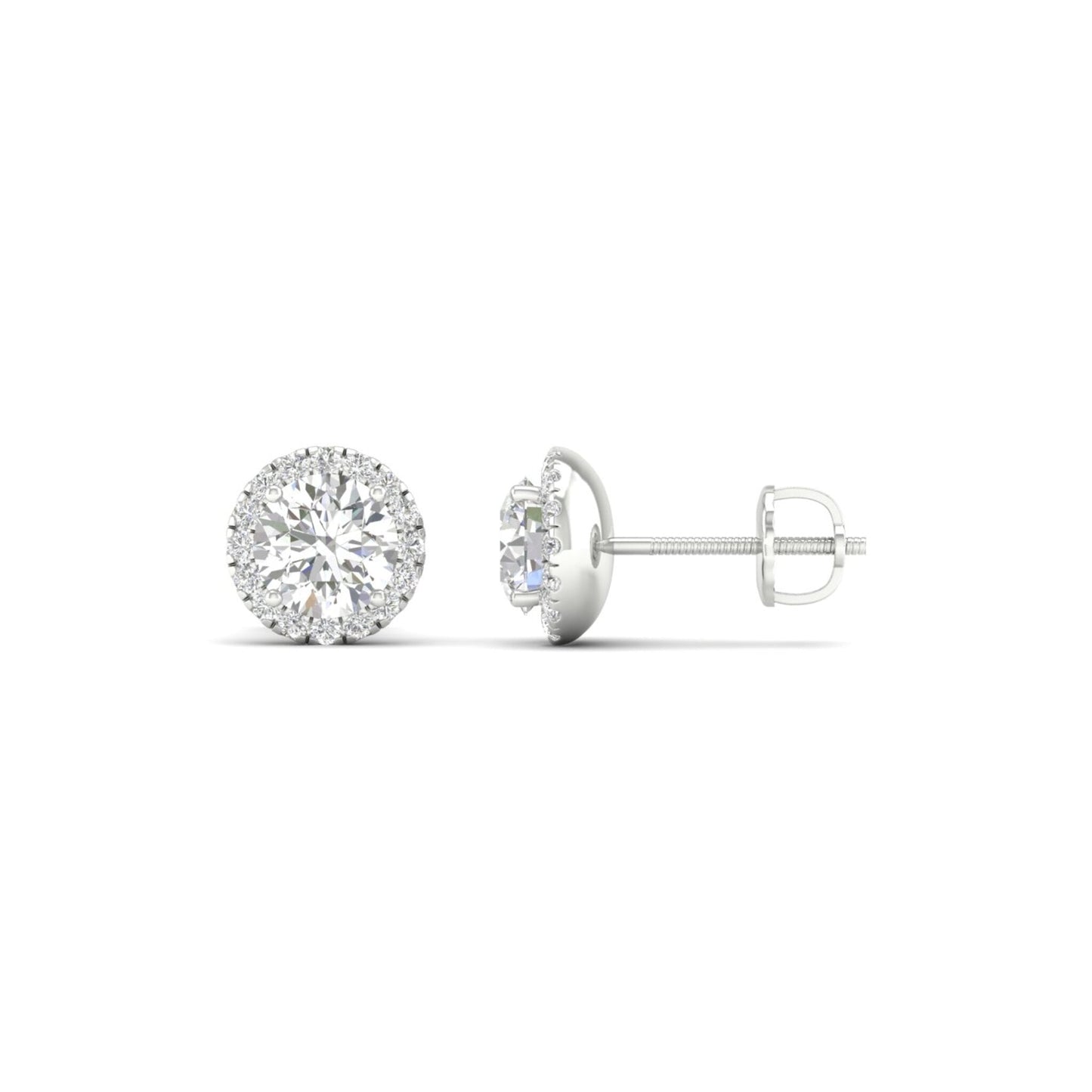 1 CTW Lab Grown Diamond Round Halo Stud Earring