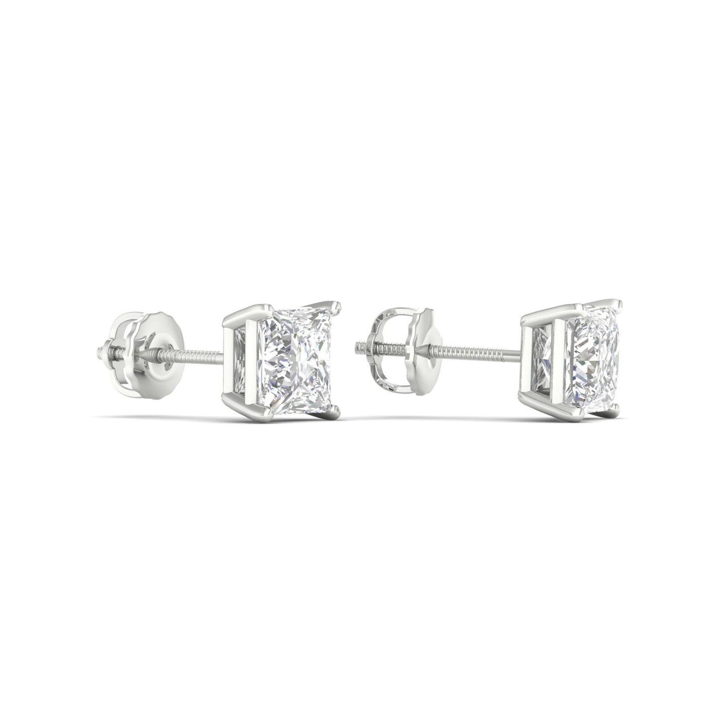 1.50 CTW Lab Grown Diamond Princess Solitaire Stud Earring
