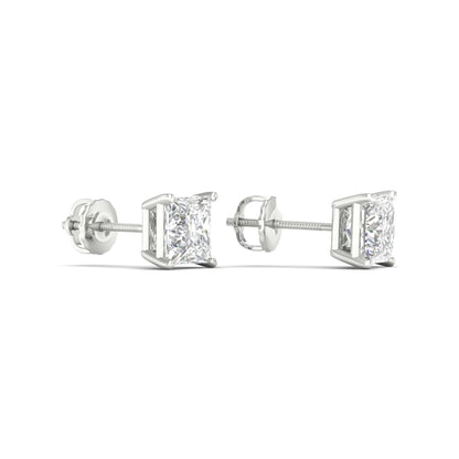 1.50 CTW Lab Grown Diamond Princess Solitaire Stud Earring