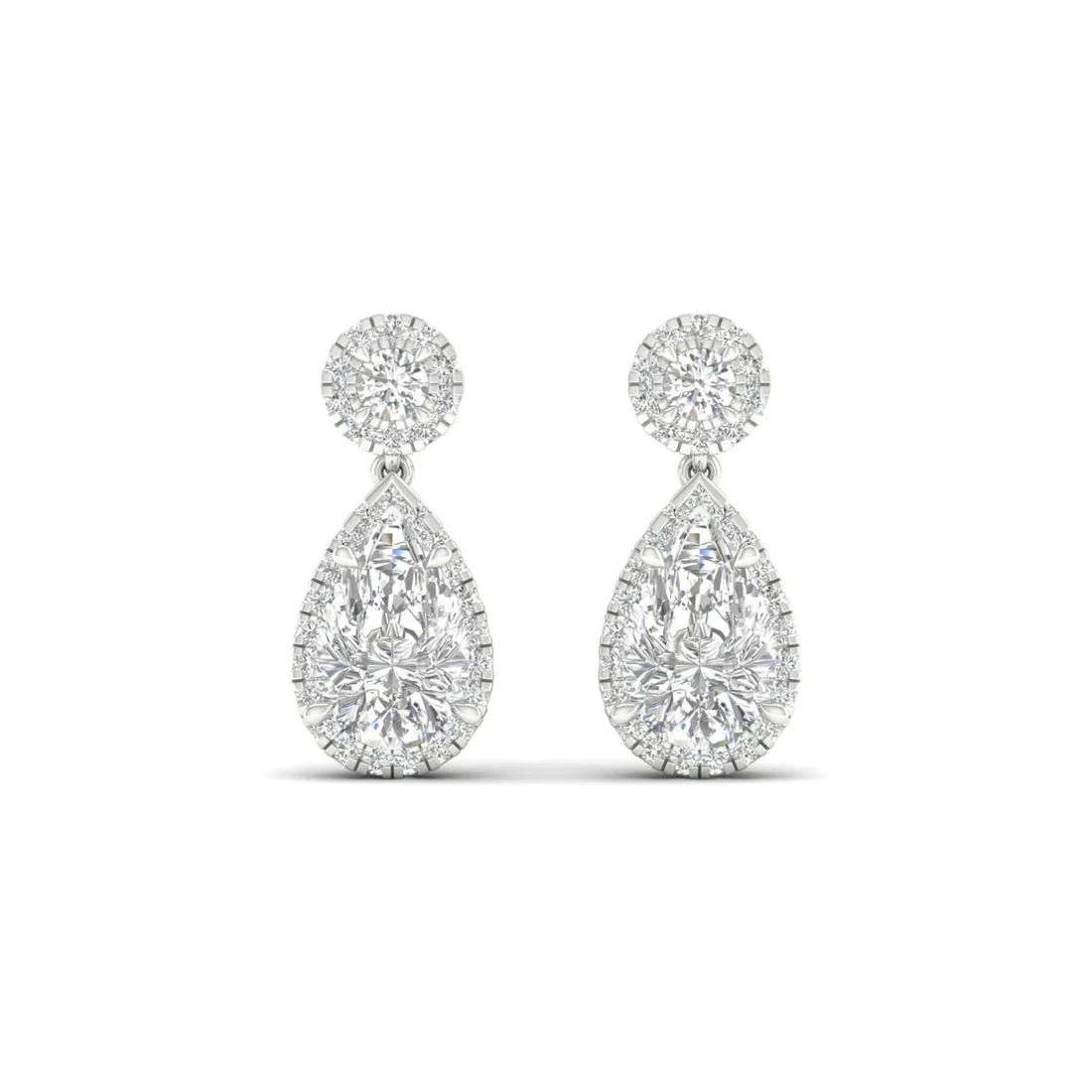 2.20 CTW Lab Grown Diamond Pear Drop Halo Earring