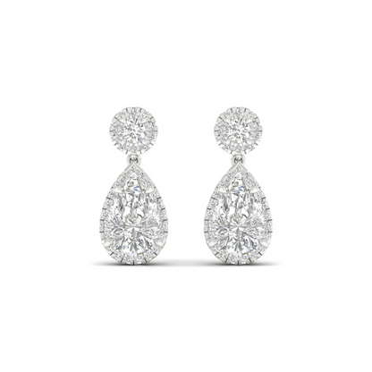 2.20 CTW Lab Grown Diamond Pear Drop Halo Earring