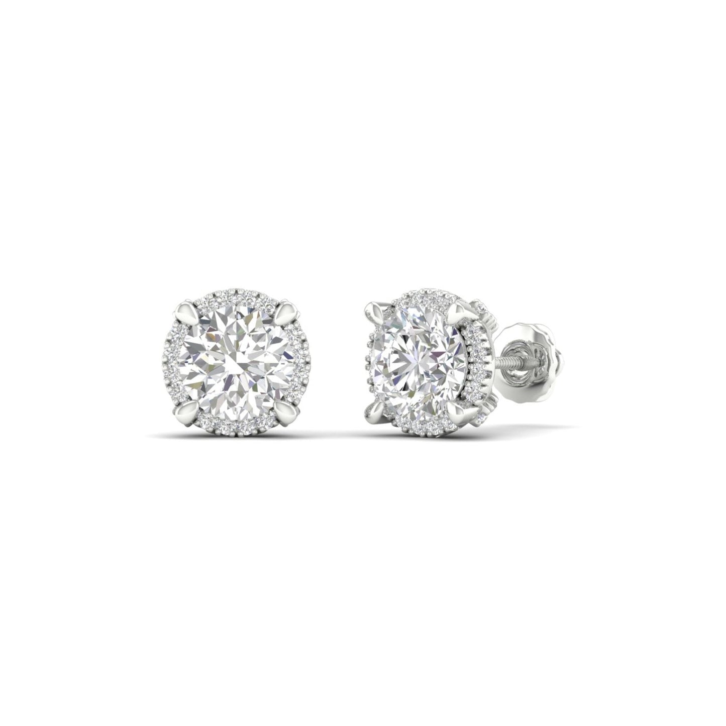 2 CTW Lab Grown Diamond Halo Design Stud Earring