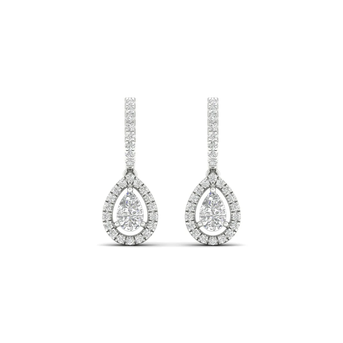 0.66 CTW Lab Grown Diamond Pear Halo Drop Earring