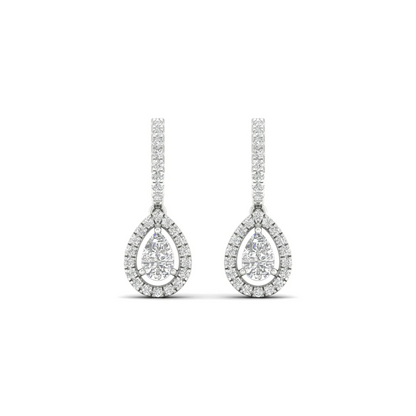 0.66 CTW Lab Grown Diamond Pear Halo Drop Earring